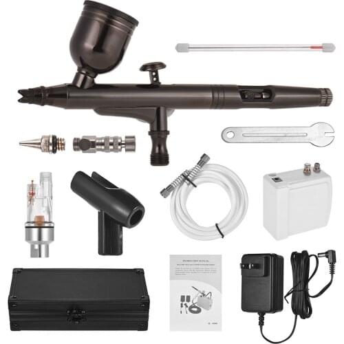 Professional Airbrush Set Multi-Purpose Airbrushing System Kit with Portable Mini Air Compressor Gravity Feed Dual-Action