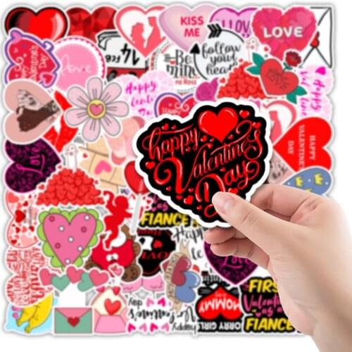 50PCS Love Valentines Day Stickers for Laptop Girls DIY Luggage Guitar Bicycle Skateboard Car Graffiti Sticker Decals Kids Toy