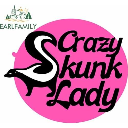 EARLFAMILY 13cm x 11cm for Crazy SKUNK Lady Trunk Decal Windshield Laotop Car Stickers Occlusion Scratch Anime Car Assessoires