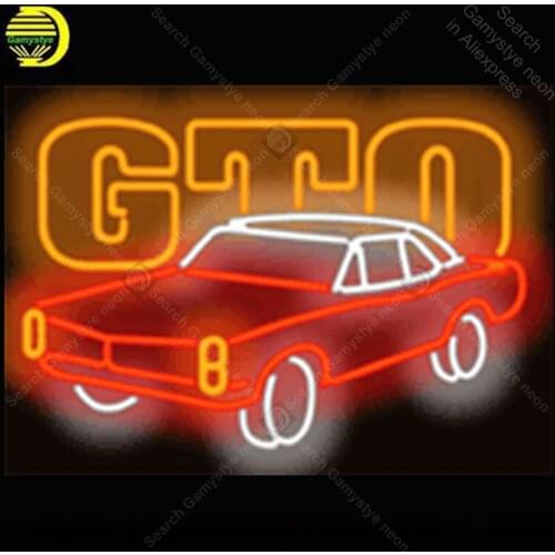 GTO Neon Light Sign Car Real Glass Tube Handcraft Neon Bulbs Sign Recreation Room Garage Wall Neon Sign Neon Decoration 17x14