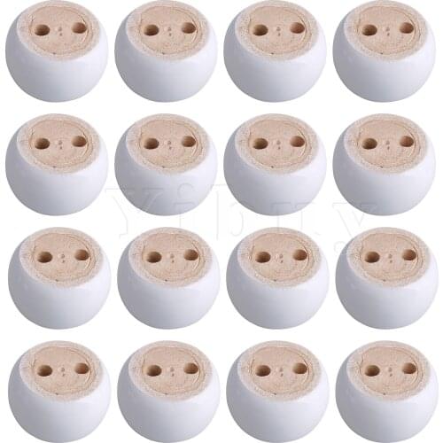 16 x White Wooden 6.7x4cm Round Furniture Feet for Table Chair Legs