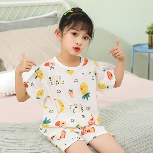 Baby Girls Clothes Children Pajamas Kids Boys Clothes Set Short Sleeve Cotton Sleepwear Toddler Homewear Cartoon Summer Pyjamas