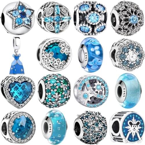 Green Sky Blue s925 Silver Charms Pendant European Glass Bead Fit Original Charms Bracelet Chain Girl Women Jewelry Gift Making