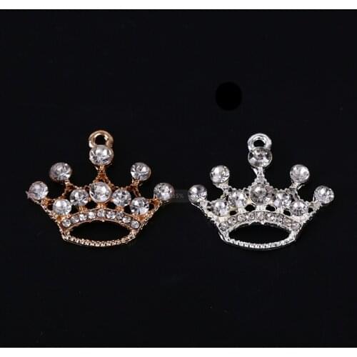 10Pcs/Set Alloy Crystal Small Crown Charms Pendant DIY Craft Jewelry Making Decoration