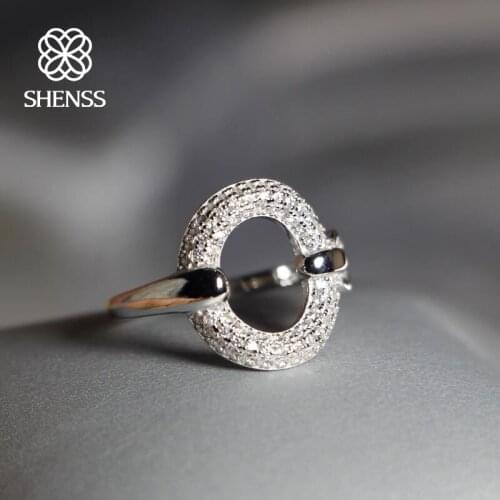Adjustable Vintage Fashion Round Zircon Ring Elegant Quality 925 Rings 925 Sterling Silver Ring for Women