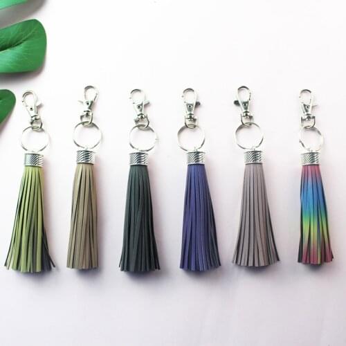 Reflective Fringe PU Leather Tassel Key Holder Metal Key Chain Keyring Charm Bag Auto Car Key Ring Environmentally-Friendly