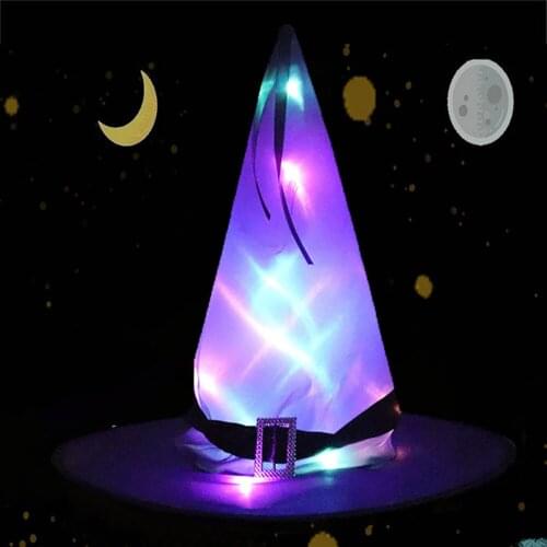 Glowing Halloween Holiday LED Lights Hat Can Be Worn on The Head or As A Pendant Witch Hat Garden Hotel Wedding Decoration