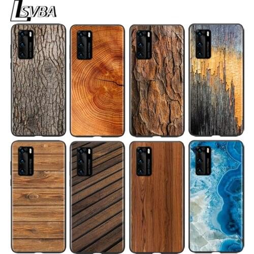 Texture Wood for Huawei P50 P40 P30 P20 P10 Pro Lite E Plus 4G 5G P9 P8 Lite P Smart Z S Soft Black Phone Case