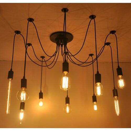 Vintage Loft Antique Adjustable DIY Art Spider Ceiling Lamp Industrial Chandelier Mordern Retro Edison Bulb Light Fixture Light