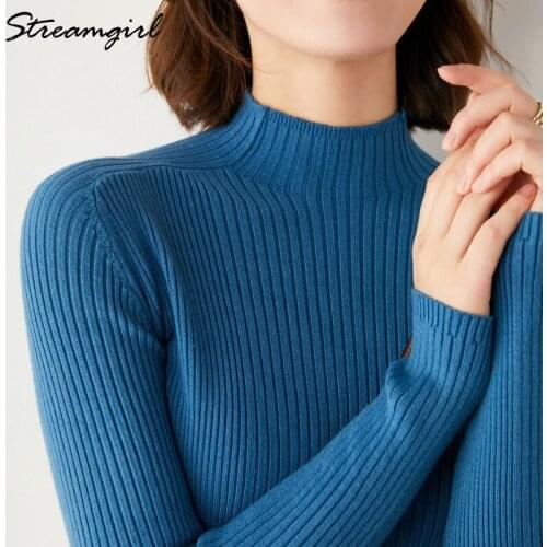 White Turtleneck Sweater Womens Thin Jumper Autumn Winter 2021 Long Sleeve Knit Pullovers Blue Womens Turtleneck Sweaters Warm