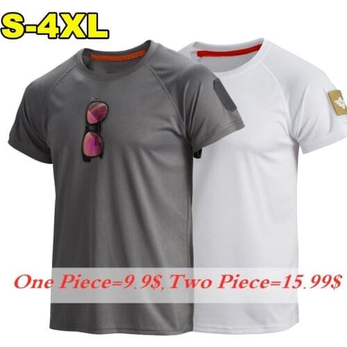 Military Fan Tactical Short Sleeve T-shirt Mens Summer Outdoor Quick Dry Hiking Sports Training T Shirt 4XL Plus Size Loose Tops