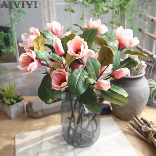 High-end 75 cm long magnolia artificial flower for wedding home decoration floral flower arrangement wall plant fake flower