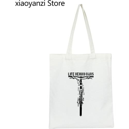 Funny Sell Well Canvas Handbags Clothing Casual Eco Reusable Shopping Bag Life Behind Bars MTB Mountain Biking Shoulder Bags