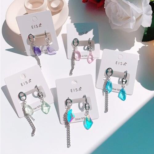 New Asymmetry Love Heart Purple Crystal Earrings for Women Crystal Star Fashion Pendant Jewelry Student Tassel Earrings