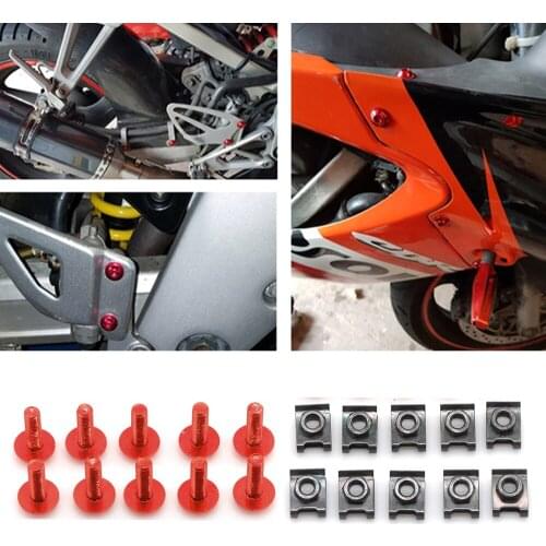 10PCS M6 Motorcycle CNC Fairing Screws Fastener Clips Body Spring Nut Bolts For Ducati 899 959 Panigale DIAVEL/CARBON GT1000