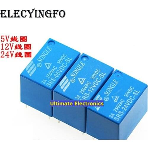 10pcs SRS-05VDC-SL SRS-12VDC-SL SRS-24VDC-SL 5V 12V 24V A group of conversion 6 feet Relays