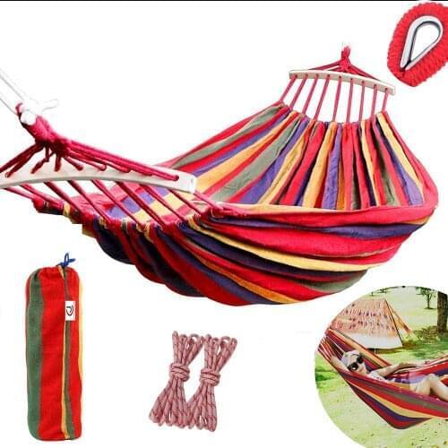 190x80cm Camping Hammock for Tent Outdoor Sleeping Swing Hammock Thick Canvas Hanging Bed Lazy Chair for Patio Yard Garden