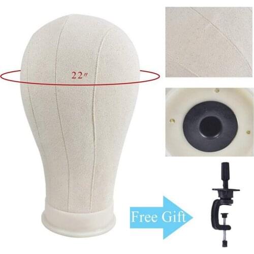 22inch Canvas Head Mannequin Head Wig Manikin Head Stand with Free Table Holder Head Manequin For Wig Standing