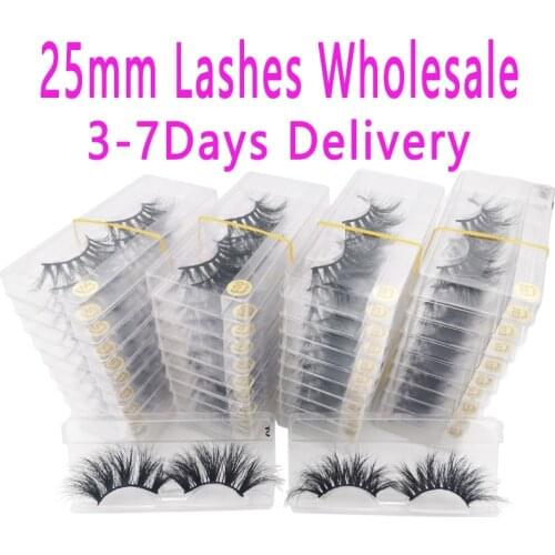 25mm Lashes In Bulk 3d Mink Lashes Wholesale Lots Bulk 100% Real Mink Eyelashes Dramatic Long False Eyelashes with tray no box