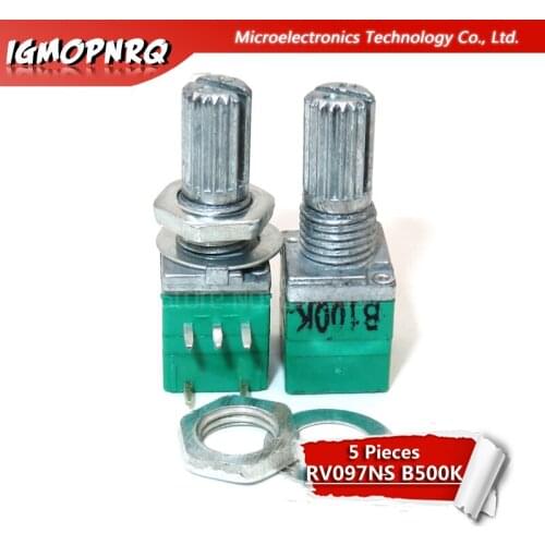 5pcs RV097NS B500K 500k 5PIN single linked potentiometer with a switch audio amplifier sealing potentiometer RV097NS-B500K