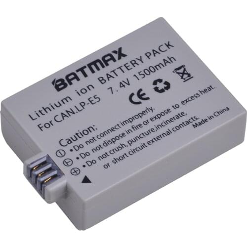 High-Capacity 1500mAh LP-E5 LPE5 LP E5 Battery for Canon EOS Rebel XS, Rebel T1i, Rebel XSi, 1000D, 500D, 450D, Kiss X3,X2, F