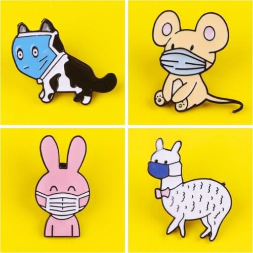 Cartoon Masked animals Metal Zinc Alloy Brooch Fashion Cute Cat Dog Badge Pin Fun Trendy Outside Clothing Backpack Jewelry Gift