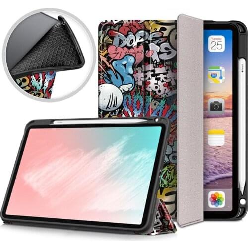 Tablet Caqa For iPad Air 4 Case With Pencil Holder Painted Shell Folding Etui Funda For iPad Air 4 10.9 2020 10 9 Cover Awake