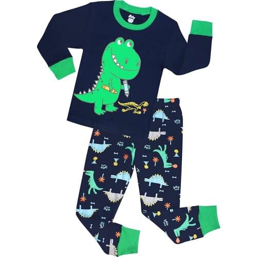 Children Pajamas Boys Glow in Dark Dinosaur Pj Cotton Sleepwear Set Boys' Pajama Pants Sets Long Sleeve Sleepwear 2-7Years