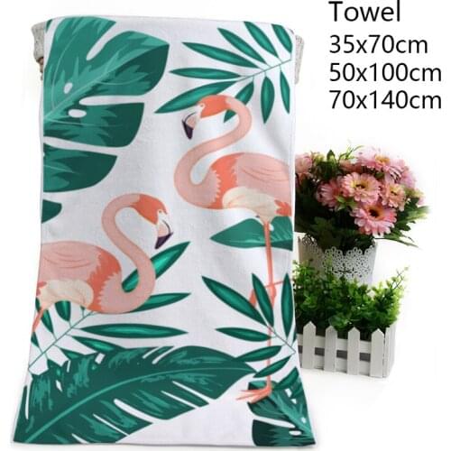 DIY Newest Bath Towel For Adult Flamingo Printed Leaves Flowers Custom Print Fashion Bathroom body Monstera Tropical Decoration