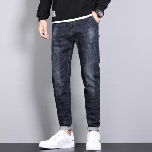 Mens Jeans Business Regular Straight Full Lenght Jean Casual Denim Trousers Elasticity Stretch Fabric Pant CHP9298