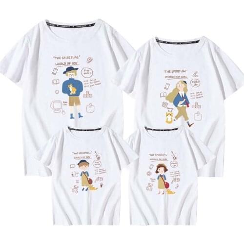 Summer Family Matching Father Mother Daughter Son Clothes Cartoon Fashion T-shirt Baby Kids Girls Boys Couples Clothing