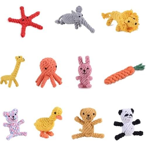 Dog Cat Teething Toy Hand Knitting Cute Animals Bite Resistance Cleaning Grinding Teeth Rope Pet Interactive Toys