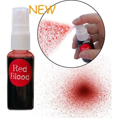 2021 New 30ml Fake Blood Spray Halloween Party Bleeding Makeup Zombie Horror Vampire Hematopoietic Props Halloween Decoration