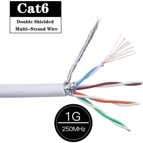 305M Gary Ethernet Cable RJ45 Cat6 SFTP Double Shielded Multi-Strand Wire For Laptops Patch Cable Cat 6 Networking Twisted Pair