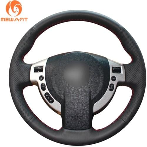 MEWANT Black Artificial Leather Car Steering Wheel Cover for Nissan Qashqai 2007-2013 X-Trail NV200 Serena Evalia AD Dualis