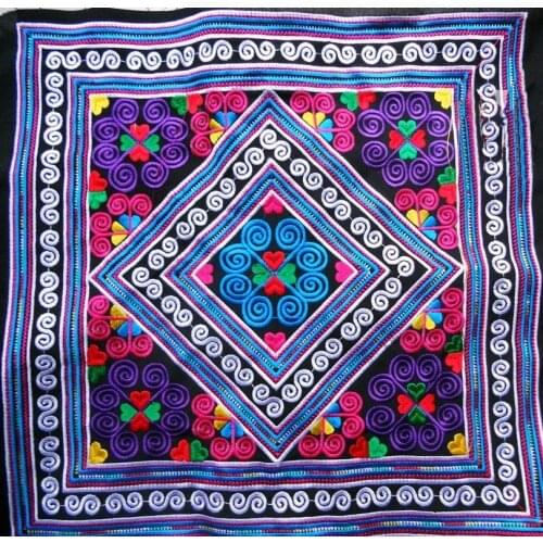 Miao hand stitch crochet cotton fabric embroidery patch dress shoes bag applique trim ethnic tribal nepal thai india boho DIY