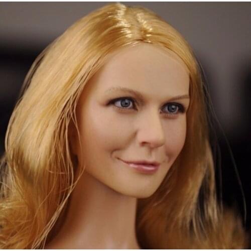 Lovely Girl Female 1/6 Head Sculpts Europe Long Golden Curls Woman Head Craving Model Doll Toys For 12" Action Figure Accessory