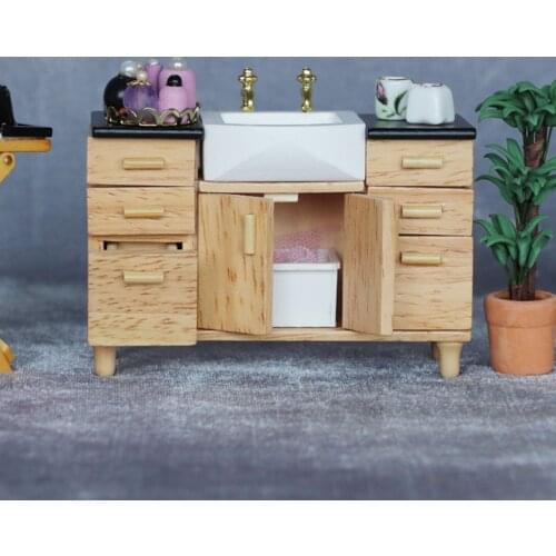 1:12 Dollhouse Mini Furniture Miniature Sink Unit Cabinet for Bathroom