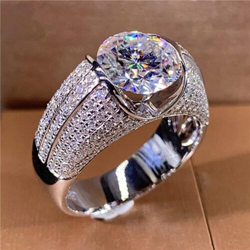 MOONROCY Wedding Rings Rose Gold / Silver Color Jewelry for Men Women 5Carats Crystal Big Size Rings Gift Dropshipping Wholesale