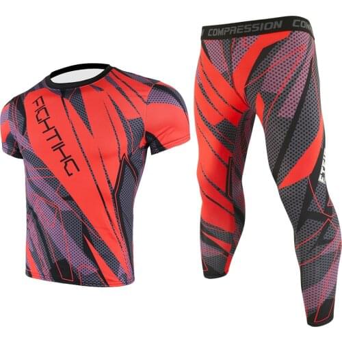 Men Breathable Tight Running Set Gym Compression Fitness Workout Pants Sports Jogging Leggings Outdoor Sport wear Suit Men