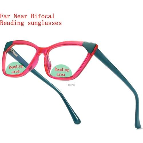 2021 New Multifocal Glasses Women Transition Sunglasses Photochromic Bifocal Reading Glasses Points for Reader Near Far Sight NX