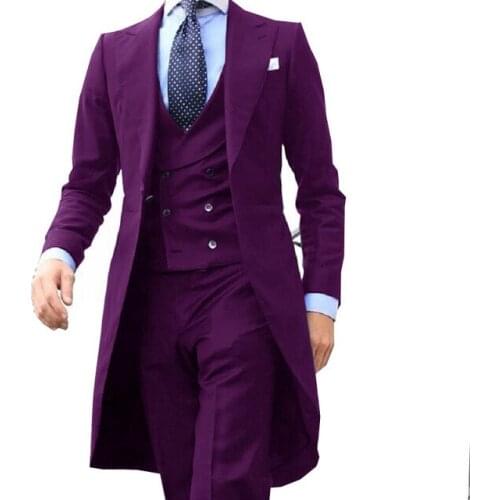 New Arrival Purple Wedding Groom Tuxedos Suits Slim Fit Bridegroom For Men Groomsmen Suit Formal Business Party Blazer 3 Pieces