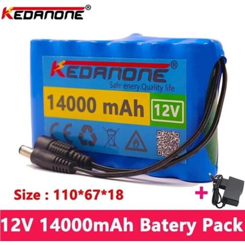 Authentic 18650 12V 14000mah Li-Ion Battery Rechargeable DC 12.6 V 14Ah 3S2P Camera,CCTV , Monitor Spare Batteryes Pack+Charger