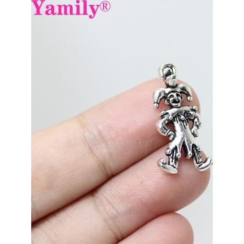20pcs/ 12*24mm Antique Silver Bronze Tone Clown joker jester charm pendant for Jewelry bracelet necklace DIY jewelry findings