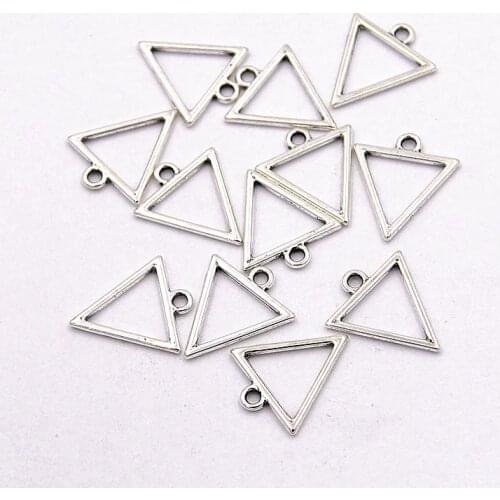 60PCS 16*18mm Picture Color Hollow Triangle Charms Geometry Pendant Metal Alloy DIY Necklace Bracelet Handwork Marking