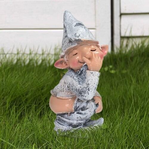 Resin Crafts Dwarf Figurines Display Naughty Garden Gnome Garden Ornaments 3 Models For Option Home Yard Garden Decoration