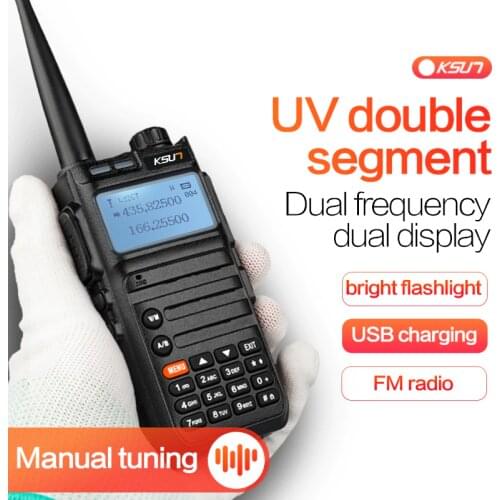 KSUN UV3D Walkie Talkie Professional CB Radio Station Two Way Radio Transceiver 8W VHF UHF Portable Hunting Ham Radio