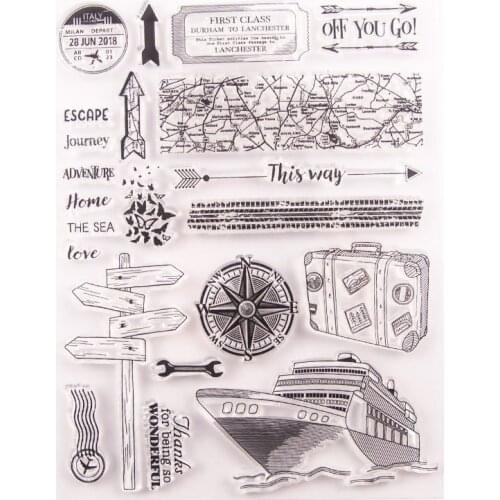 Nautical Pattern Transparent Stamps Cutting Dies Scrapbook Christmas Card Paper Craft Roller Ship arrow text Clear Stamp