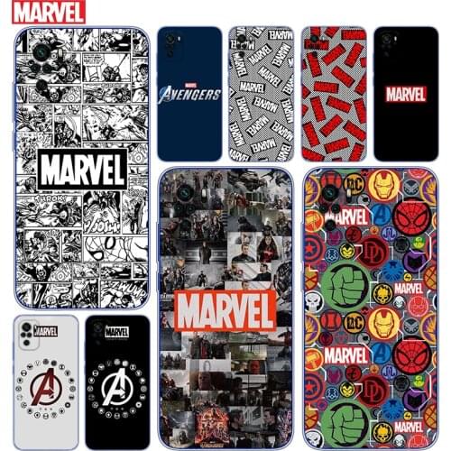 Transparent Cover Marvel Logo Avengers For Xioami Redmi Note 10 10S 9T 9S 9 8T 8 7S 7 6 5A 5 4X 4 Pro Max Phone Case
