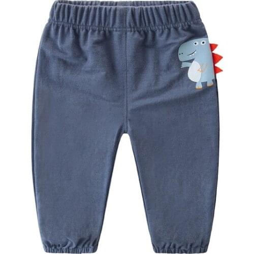 Boy Pants Kids Trousers Boys Summer New Casual Baby Thin Style Cotton Blue Cartoon Dinosaur Outwear Long Style Pant Clothes